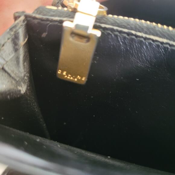 Celine Vintage Trifold Leather Large Wallet Macadam Brown Black Long Logo Design - Picture 6 of 14